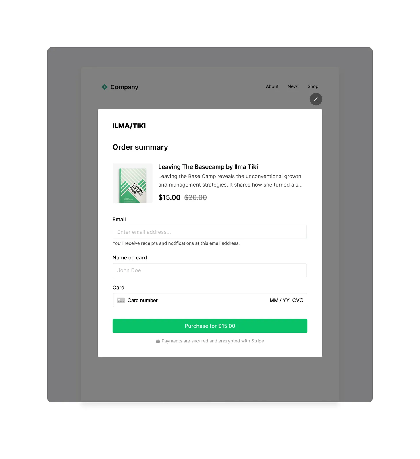 MailerLite checkout page for a digital product